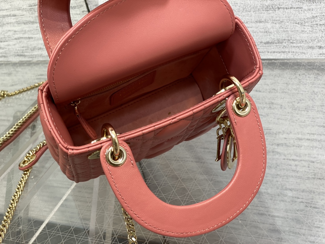 Mini Lady Dior Bag Coral Cannage Lambskin